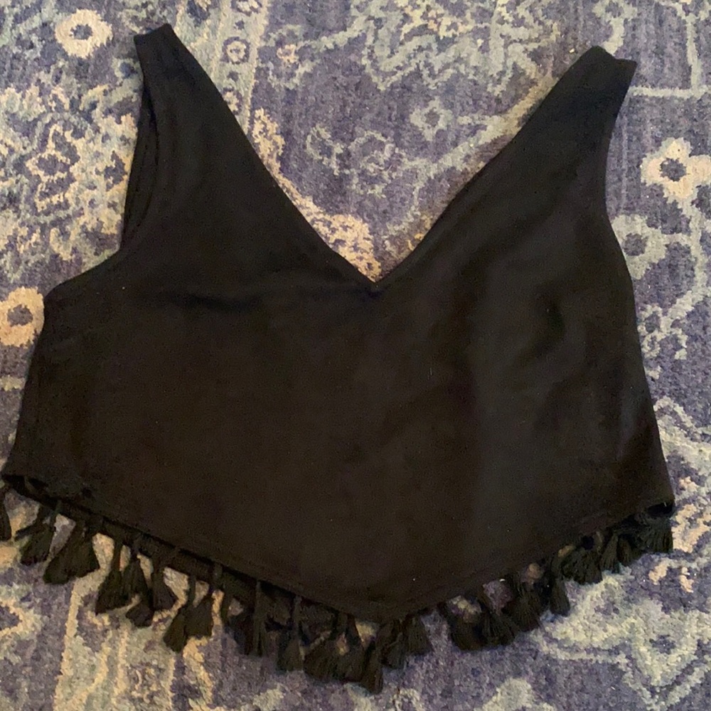 Suede black crop top